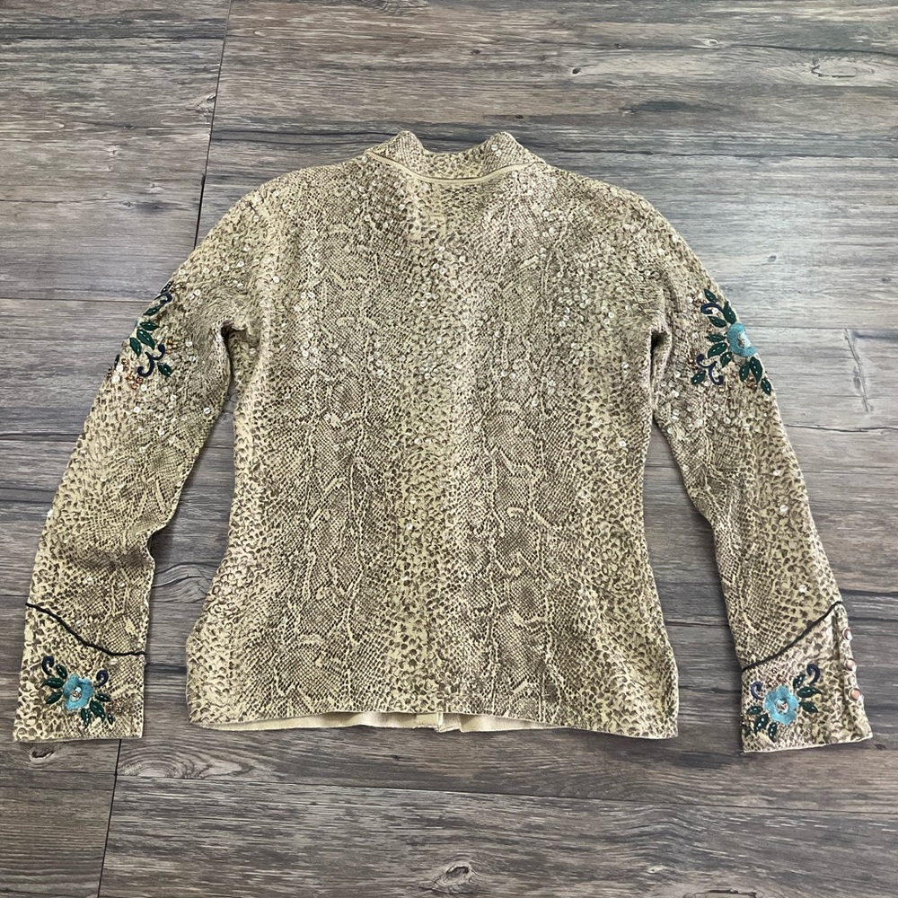 Double D Ranch Sequined Linen Embroidered Top Sz XS - Picture 4 of 6